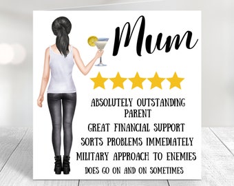 Mum Card Funny, Card for Mum Cards Birthday, Mothers Day Card Funny, Personalised Mum Birthday Card, Personalised Change Hair, Clothes, Skin