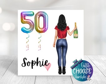 50th Birthday Card for Women 50th Birthday,  50th Card for Best Friend, Birthday Card 50 Women, 50th Card for Friend, CHOICE OF CLOTHING
