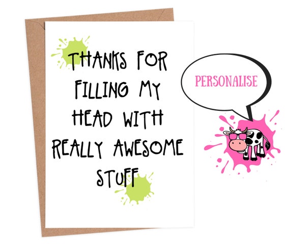 Funny Teacher Card Funny Teacher Thank You Card Personalised Etsy