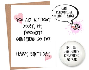 Lesbian birthday card girlfriend funny card girlfriend, funny girlfriend birthday card, girlfriend badge, funny birthday card for girlfriend