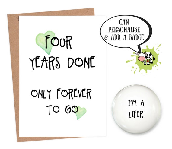 Fourth Wedding Anniversary Card 4th Anniversary Card 4 Year Etsy
