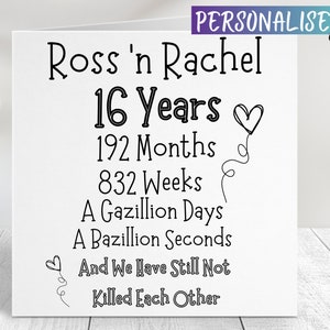 16th Wedding Anniversary Card Epic Wife Husband Couple Him Her - Etsy