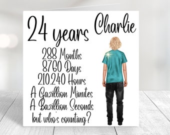 24th Birthday Card Boy 24th Card Boy 24th Birthday Card for Boy Best Friend Personalised 24th Birthday Card Son, Change Hair, Clothes