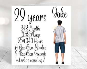 29th Birthday Card Boy 29th Card Boy 29th Birthday Card for Boy Best Friend Personalised 29th Birthday Card Son, Change Hair, Clothes