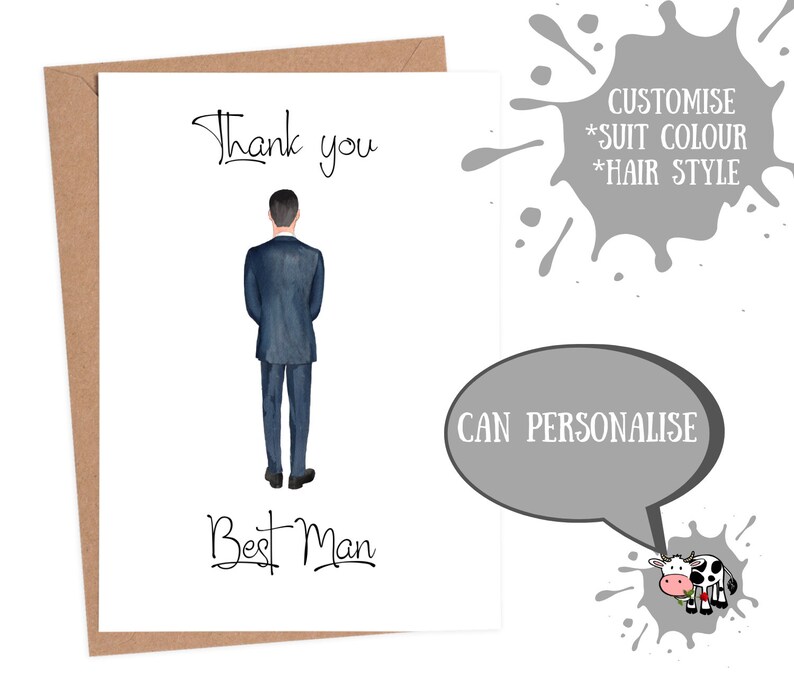 Thank You Cards for Best Man Thank You Card Thank You Best Man Etsy UK
