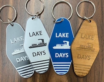 Lake Days Keychain: Engraved Retro Hotel/Cabin Key Holder