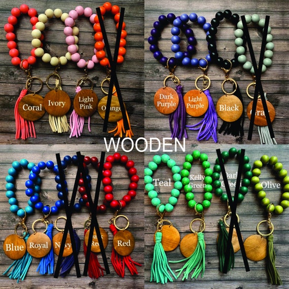 Wooden bangle key ring deals