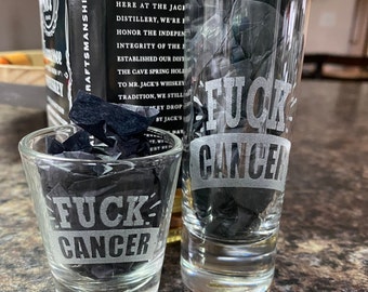 Engraved Fuck Cancer Shot Glass: Cancer Treatment Gift