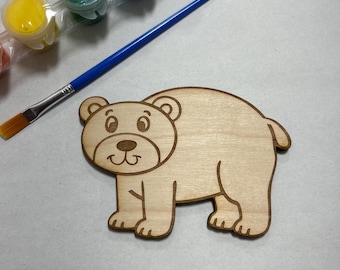 Unfinished Wooden Bear Blank: Paintable Craft 3 x 4.25