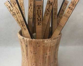 Herb garden markers. Set of 12 markers for garden. Identify my herbs. Wooden sticks to identify your herbs in your garden.