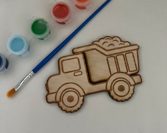 Unfinished Wooden Dump Truck: Kid's Craft Blank (3" x 4.5”)