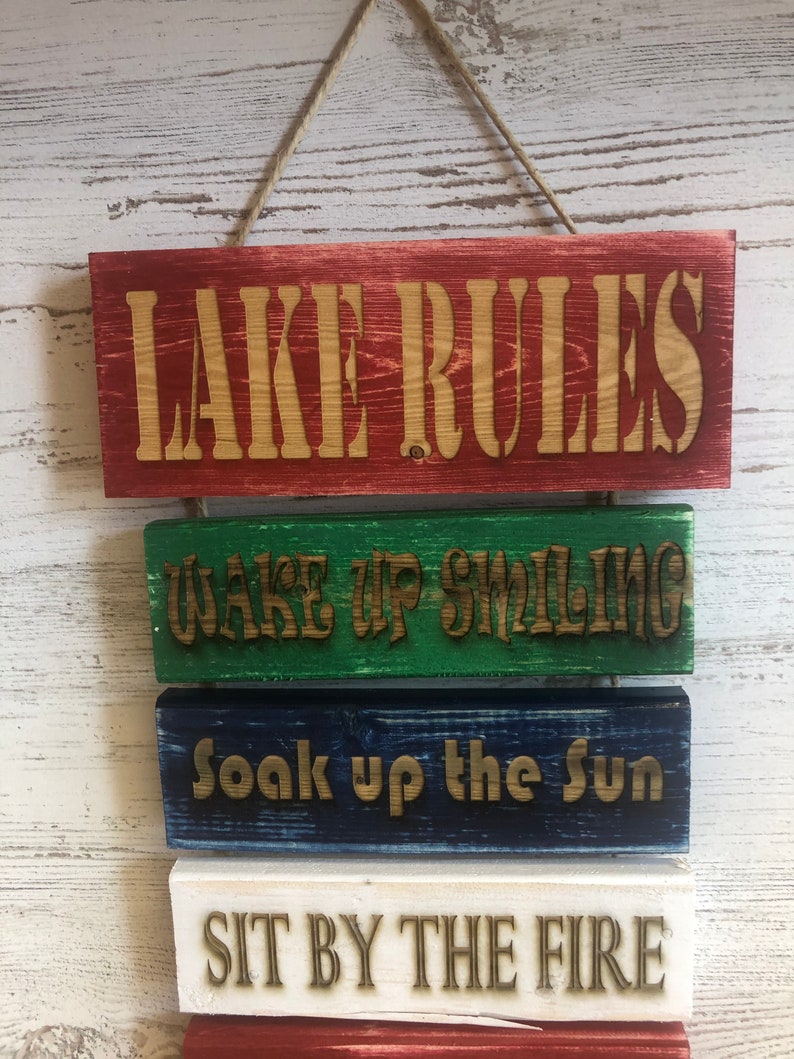 Lake rules sign. Lake house wall plaque. Boating relax nap Etsy