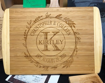 Personalized Engraved Anniversary Wedding Cutting Board. Extra Large Wedding Cutting Board.