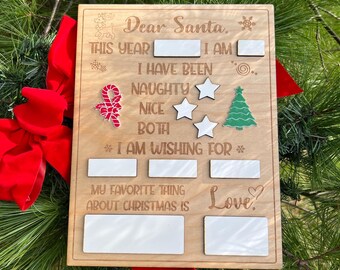 Dear Santa Wood Sign, Child's Wish List Photo Op, Christmas Tradition.