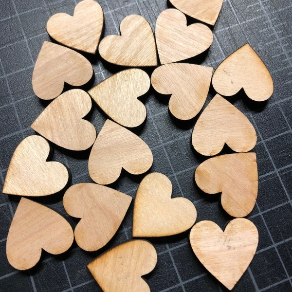 Unfinished Wooden Hearts. 1" Heart Cut Outs. Wedding Table Decorations. Blank Heart Confetti.