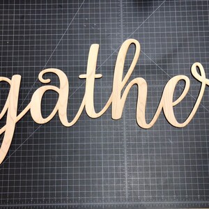 Gather Words. Gather Wall Decor. Wood Word Cut Out. Wooden Gather Cut Out. Gather Sign. Unfinished