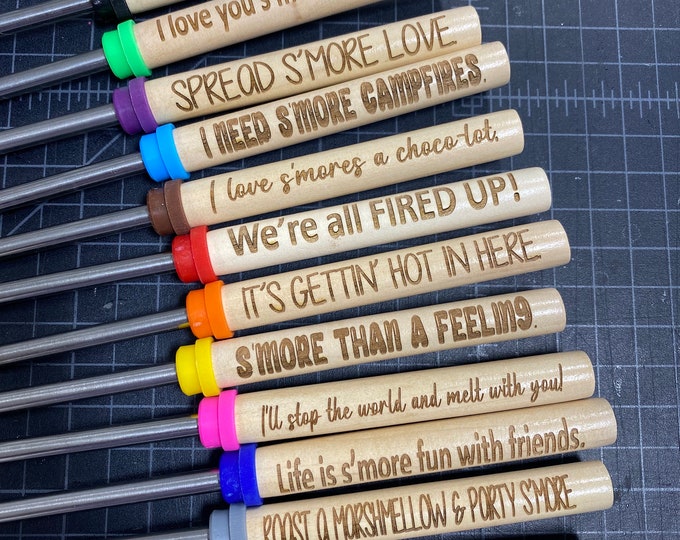 Engraved Marshmallow Roasting Sticks: Telescoping Campfire S'mores Skewers