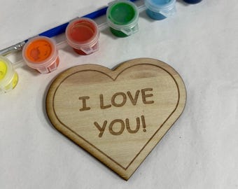 Engraved Wooden Heart Craft: Valentine's Kid's Painting Blank