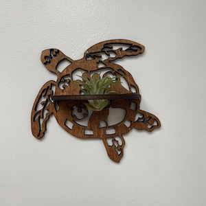 Wooden Turtle Air Plant Holder: Laser Cut Wall Hanger.