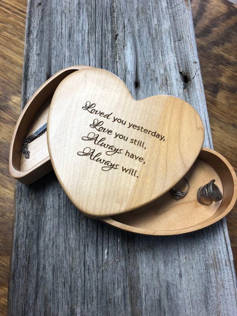Jewelry Box Heart Shaped With Hidden Drawers Engraved Heart Jewelry Box Anniversary Gift Wedding Gift.