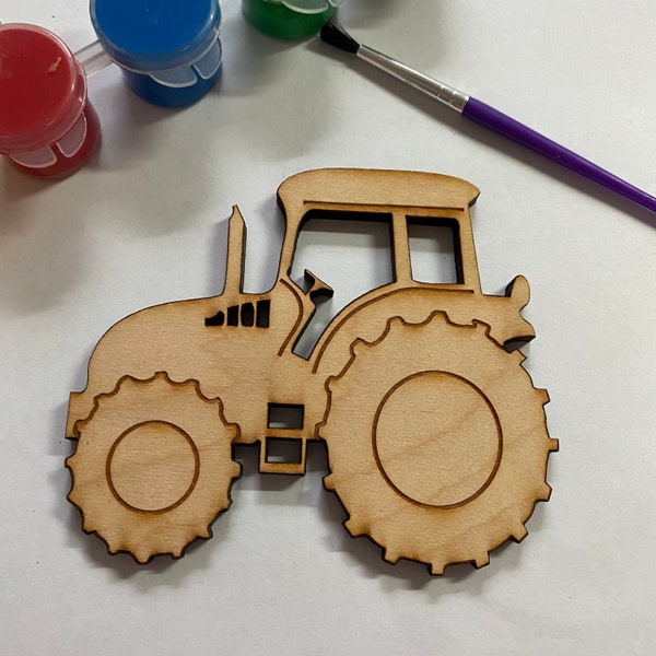 Unfinished Wooden Tractor to Paint. Farm Tractor Wooden Blank. Unfinished Wood Craft Blank. Paint it Yourself Tractor.