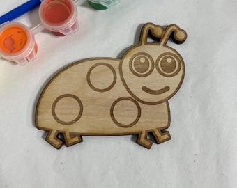 Wooden Ladybug Craft Blank: Unfinished Wood Insect, Kid's Painting