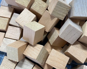 3/4” - 7/8” Solid Pine Wooden Block. Unfinished Wood Craft Blanks. 190 Bulk Blocks for Toys.