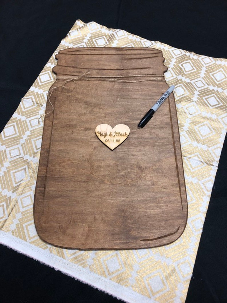 Mason Jar Guest Book. Wedding Guest Book Alternative. Wooden Etsy