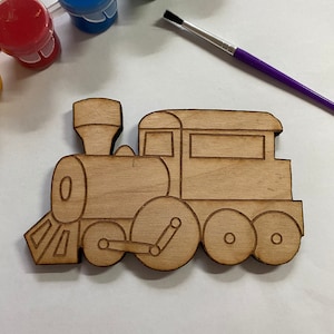Unfinished Wooden Train to Paint. Train Engine Wooden Blank. Unfinished Wood Craft Blank. Kid Craft.