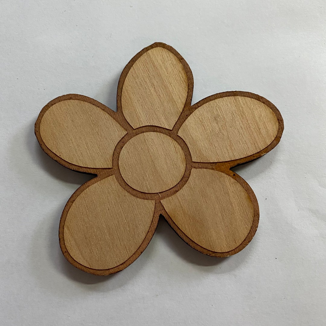 Unfinished Wooden Flower to Paint. Spring Wooden Blank. Unfinished Wood