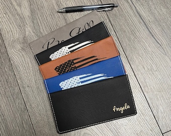 Personalized Checkbook Cover. Engraved Leatherette Checkbook Holder. American Flag. Military Checkbook. Religious Checkbook.