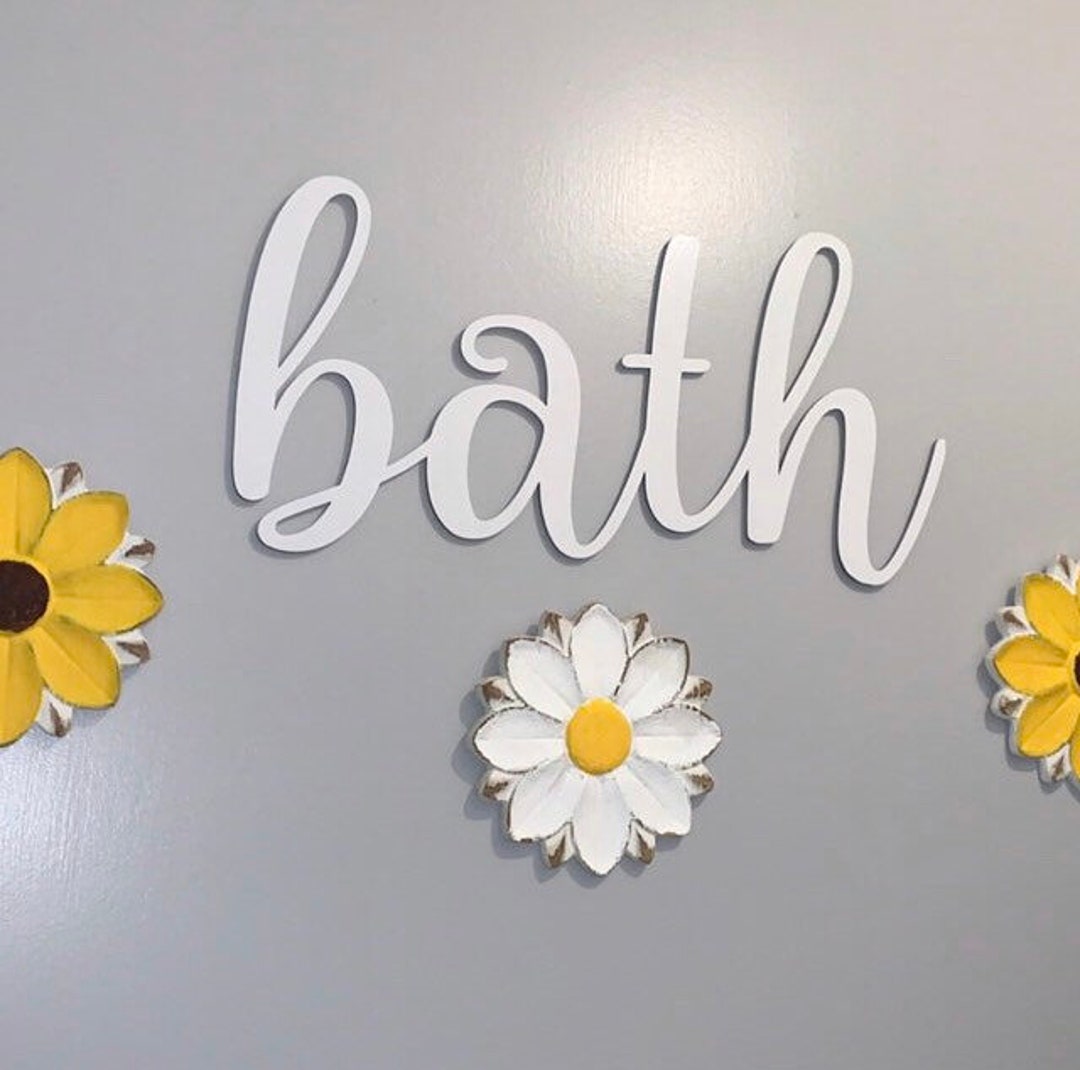 Bath Words. Bathroom Wall Decor. Wood Word Cut Out. Wooden Bath Cut Out. Bath Sign. Laser Cut