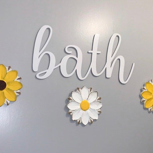 Bath Words. Bathroom Wall Decor. Wood Word Cut Out. Wooden Etsy