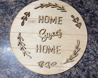 Home Sweet Home Blank Wood Shiplap Sign. 10 Inch Unfinished Round 3D Sign. Paint It Yourself.