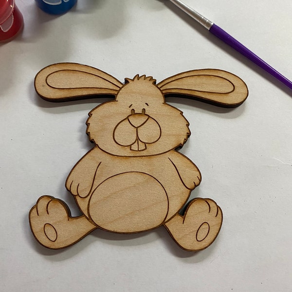 Unfinished Wooden Bunny to Paint. Easter Bunny Wooden Blank. Unfinished Rabbit Wood Craft Blank.