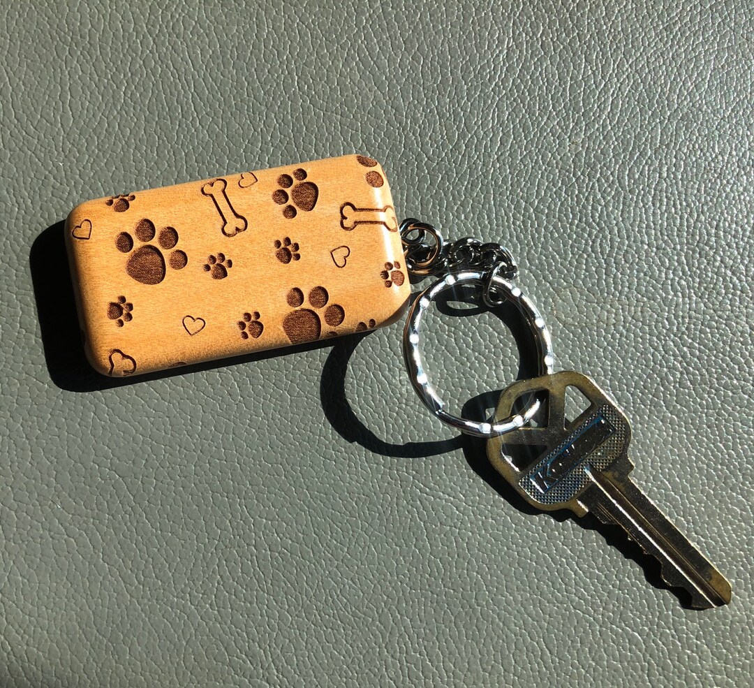 Paw Print Key Chain. Keychain for Dog Lovers. Rectangular Etsy