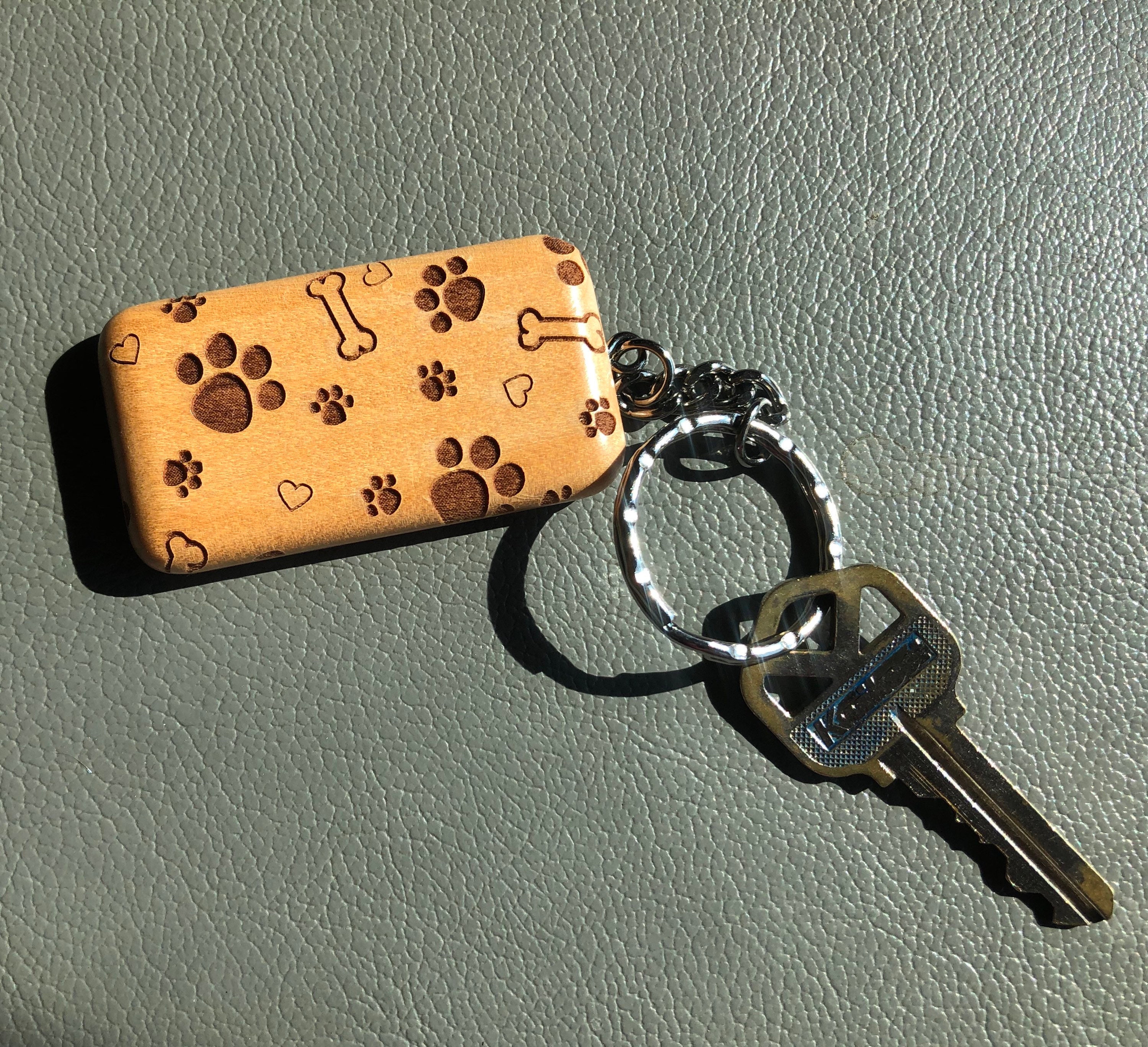 Keychain Wooden for Dog Lovers. Rectangular Maple Dog Key Etsy