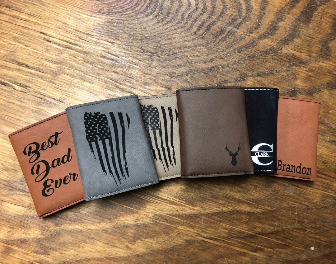 Portefeuille Photo Personnalisé Gravé Laser Pour Hommes - Cadeau Parfait Pour Papa, Mari Ou Fils