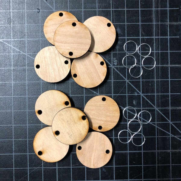 Circle Calendar Tags. Birthday Board Circles with Jump Rings. Unfinished Wooden Circle Cut Outs.