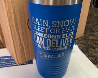 Postal Service Retirement Cup. Post Office Carrier Engraved Steel Tumbler.