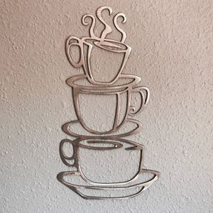 Coffee Cups Stacked Metal Wall Art Decoration Skilwerx Plasma Cut kitchen 13