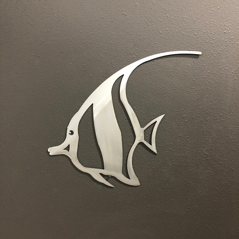 Angel Fish Aluminum Metal Wall Art Decoration Skilwerx 12 X 10 Etsy