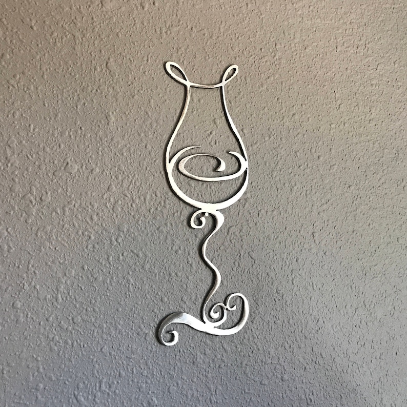 Wine Glass Metal Wall Art Decoration Skilwerx 9x3 Plasma cut Etsy
