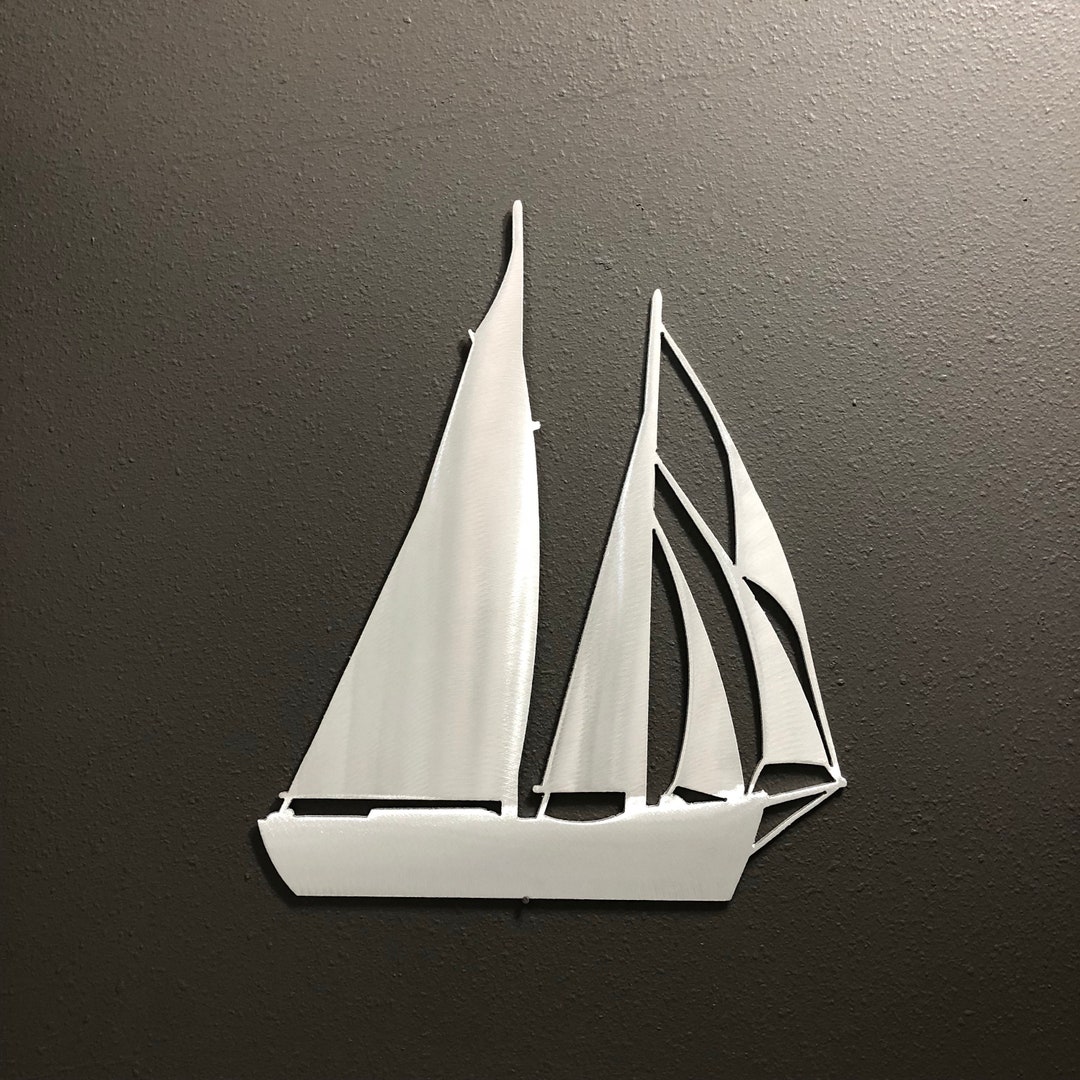 SAILBOAT Metal Wall Art Decoration Skilwerx 12x10 Ocean Nautical Marine