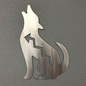 Coyote howling Aluminum Metal Wall Art Decoration Skilwerx 9x6 Southwest 4