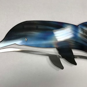 Dolphin L Metal Wall Art Decoration Skilwerx 30x13 Ocean Nautical Life Beach House