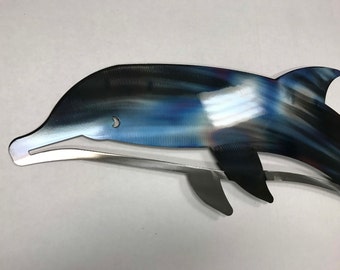 Dolphin L Metal Wall Art Decoration Skilwerx 30x13 Ocean Nautical Life Beach House