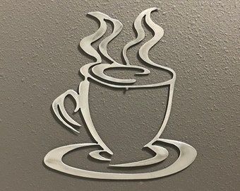 Coffee Cup Metal Wall Art Decoration Skilwerx Plasma Cut kitchen 11