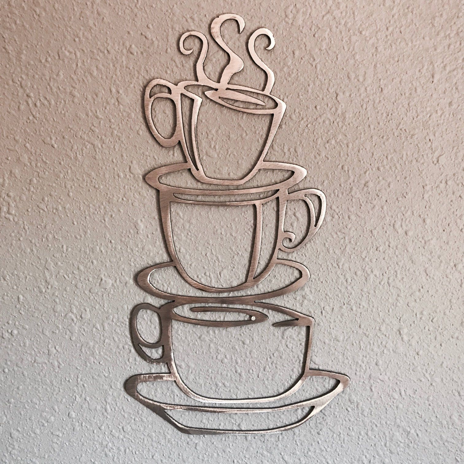 Coffee Cups Stacked Metal Wall Art Decoration Skilwerx Plasma Cut