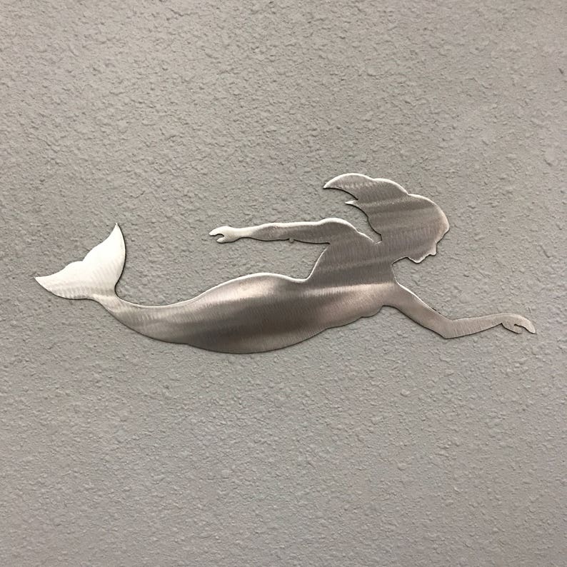 MERMAID Aluminum Metal Wall Art Decoration Skilwerx 14x4 Ocean Etsy